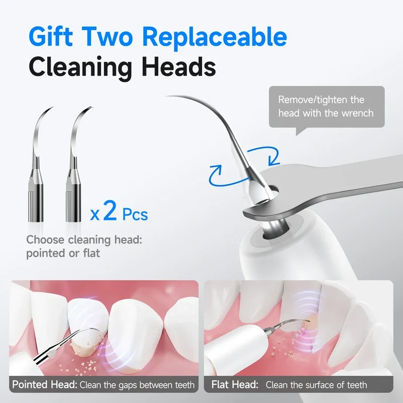 Ultrasonic Electric Dental Scaler High Frequency Vibrating Teeth Cleaner Plaque Calculus Tartar Stains Remover 5 modes with LED