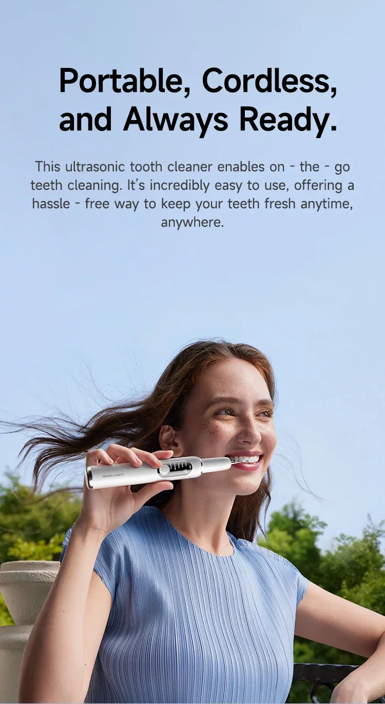 Ultrasonic Electric Dental Scaler High Frequency Vibrating Teeth Cleaner Plaque Calculus Tartar Stains Remover 5 modes with LED