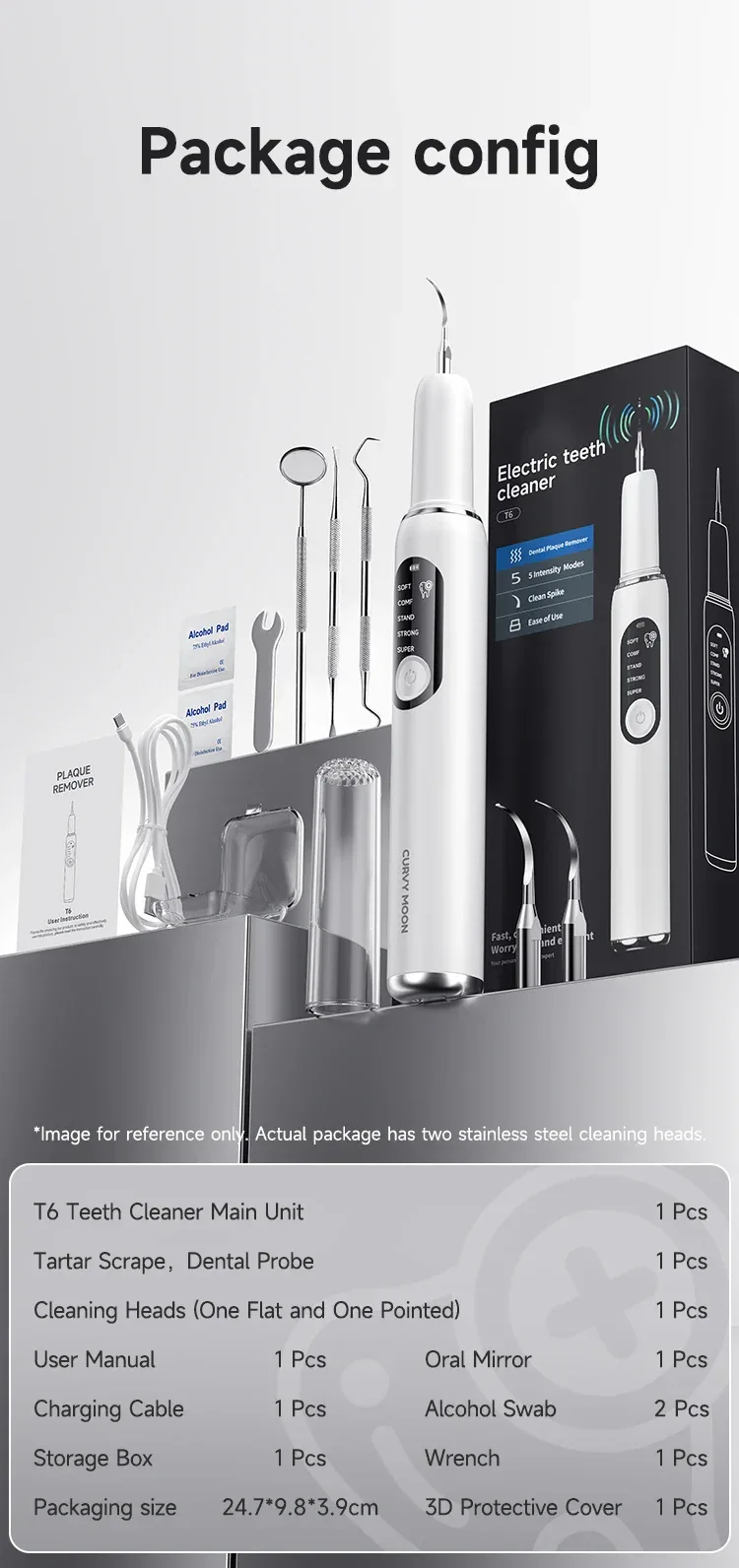 Ultrasonic Electric Dental Scaler High Frequency Vibrating Teeth Cleaner Plaque Calculus Tartar Stains Remover 5 modes with LED