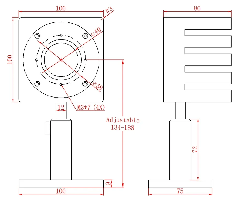 100mW-100W Air Cooled Laser Power Sensor Measuare Power 200W Used for the Medium and Low Power Lasers