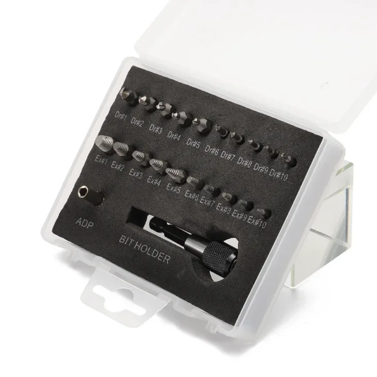 HSS 4241 22pcs Damaged Screw Extractor Set in Plastic Box Hand Tools