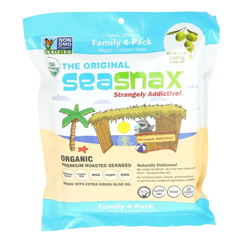 UD2 Seasnax Organic Premium Roasted Seaweed Snack Original Flavor Boxed 2.16 oz Seafood Fried Process