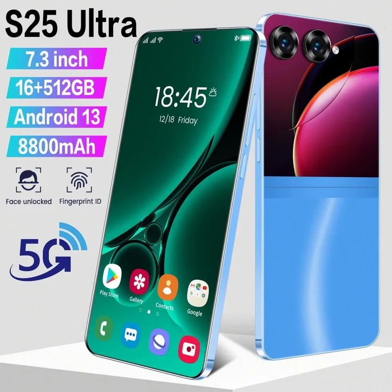 Feature Telefono Factory Price Telephone Portable S25 ultra 7.3inch Mobile Phone Android Smartphone