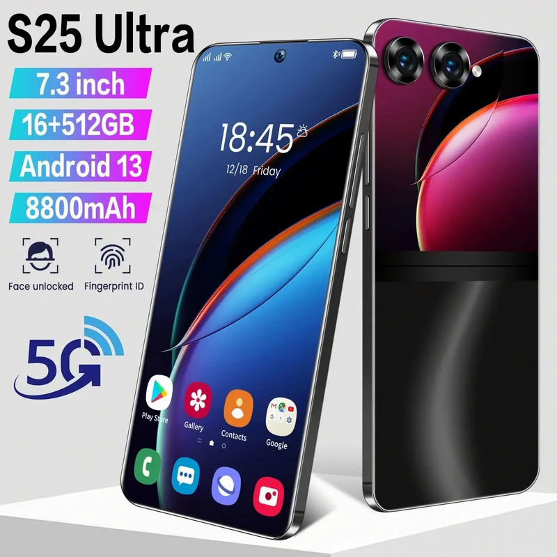 Feature Telefono Factory Price Telephone Portable S25 ultra 7.3inch Mobile Phone Android Smartphone