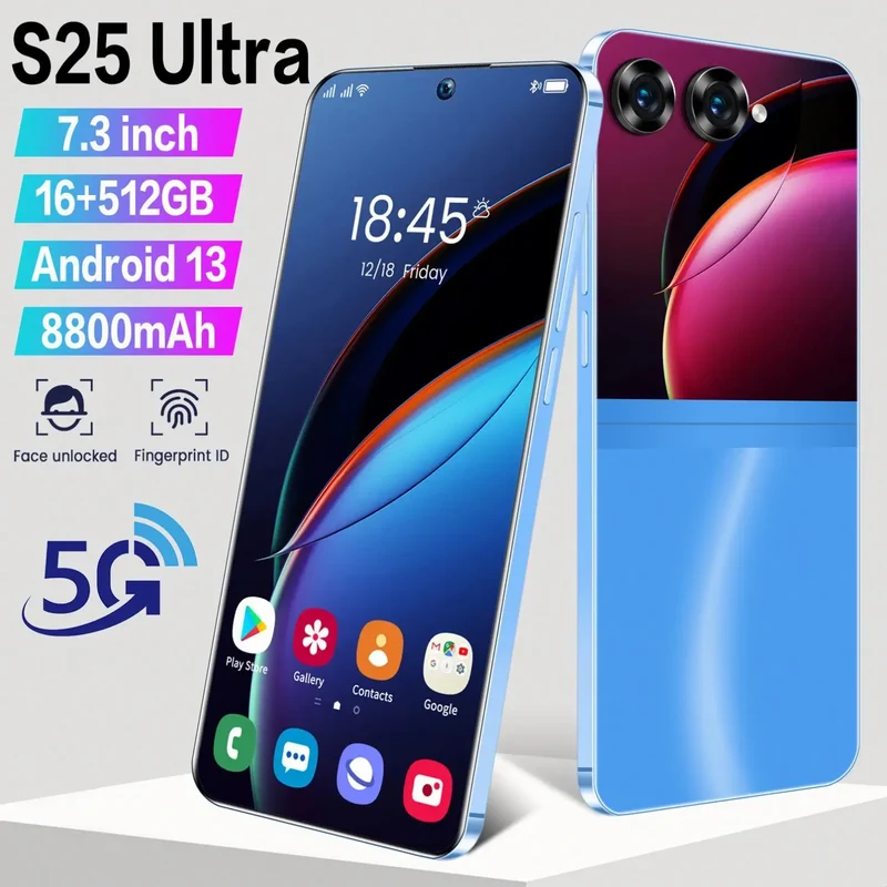 Feature Telefono Factory Price Telephone Portable S25 ultra 7.3inch Mobile Phone Android Smartphone