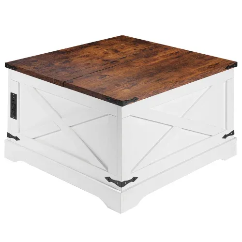 Modern 80CM Vintage White FCJ Multi-Functional Lifting Dining Table Coffee Table for Living Room Home Furniture