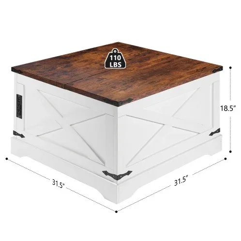 Modern 80CM Vintage White FCJ Multi-Functional Lifting Dining Table Coffee Table for Living Room Home Furniture