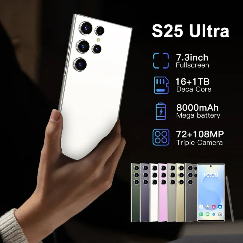 Hot Selling 5G Smartphone S24 S25 Ultra Telephone 7.0 Inch Android Phones Unlocked 16G+1TB Cellphone Mobile Phones 4G 3G