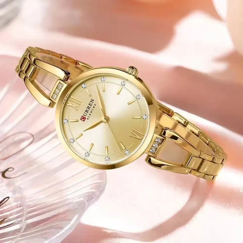 CURREN 9092 Luxury Bracelet Women's Watches Elegant Gold High Quality Stainless Steel Waterproof Female Quartz Wrist Watch