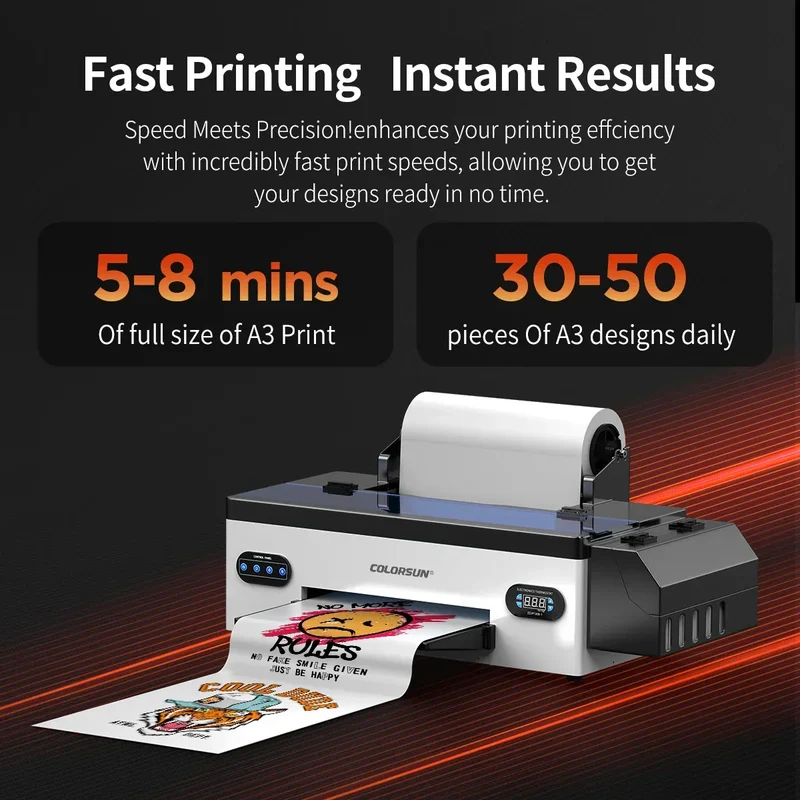 Colorsun A3+R1390 DTF Printer T-shirt Transfer Printing Machine Impresora a3 dtf Printers For T-Shirt Hoodies Bags Sweatshirt