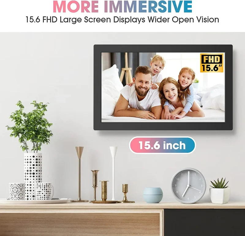 IPS Screen 1920*1080 15.6-Inch Digital Picture Frame USB Digital Photo Frame with USB Flash Drive SD Card Slot Remote Control