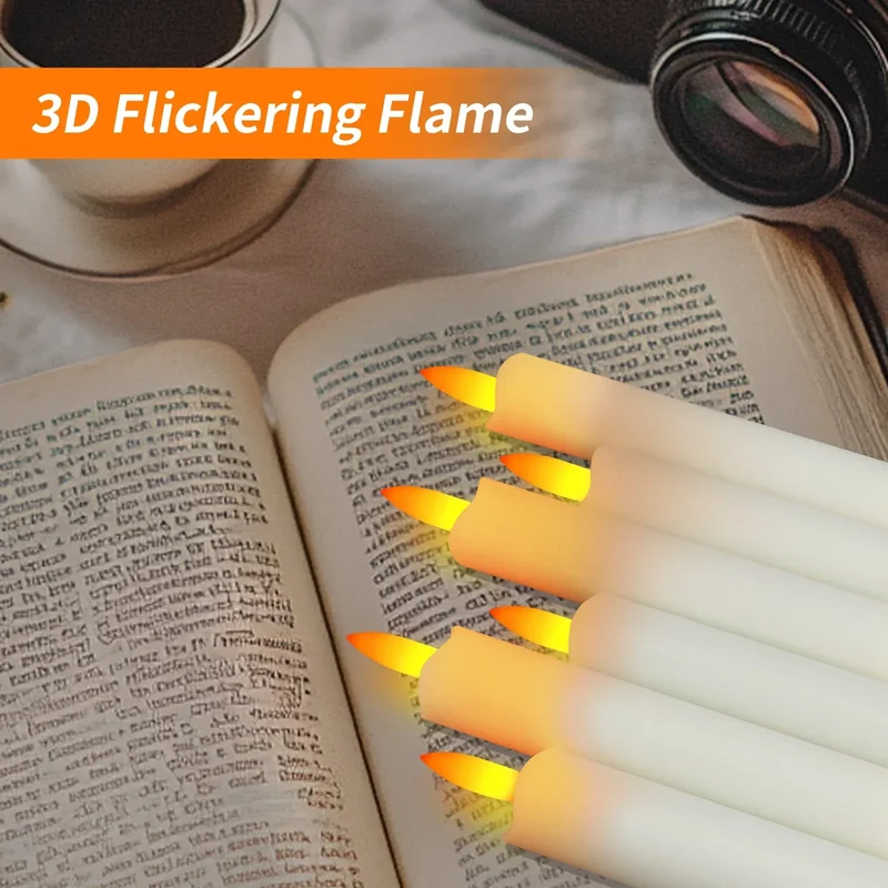 Pack of 6 Remote Control LED Decorative Candle Light Battery Operated Flameless Electronic Home Party Wedding Candle With Timer