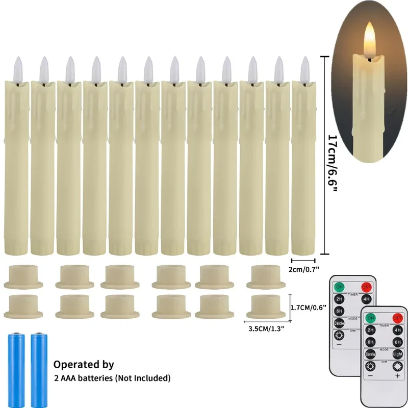Pack of 6 Remote Control LED Decorative Candle Light Battery Operated Flameless Electronic Home Party Wedding Candle With Timer