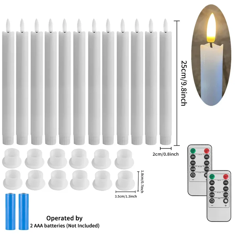Pack of 6 Remote Control LED Decorative Candle Light Battery Operated Flameless Electronic Home Party Wedding Candle With Timer