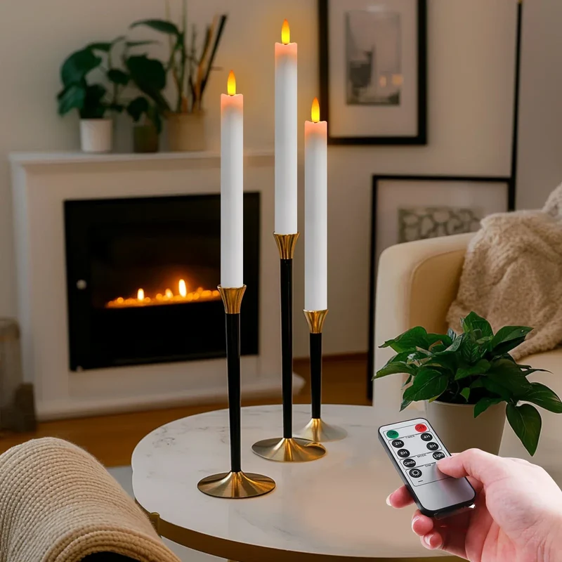 Pack of 6 Remote Control LED Decorative Candle Light Battery Operated Flameless Electronic Home Party Wedding Candle With Timer