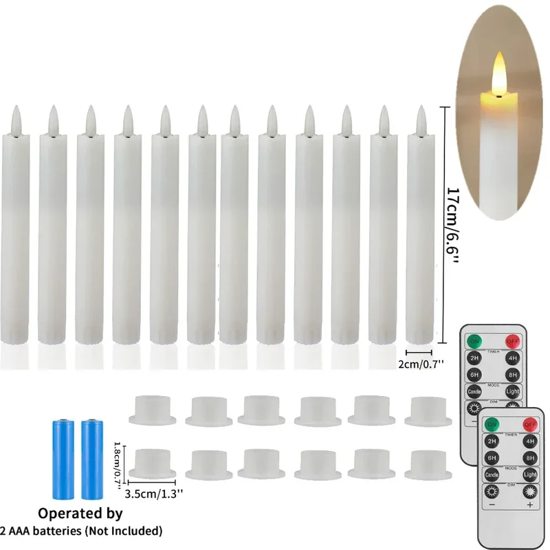 Pack of 6 Remote Control LED Decorative Candle Light Battery Operated Flameless Electronic Home Party Wedding Candle With Timer