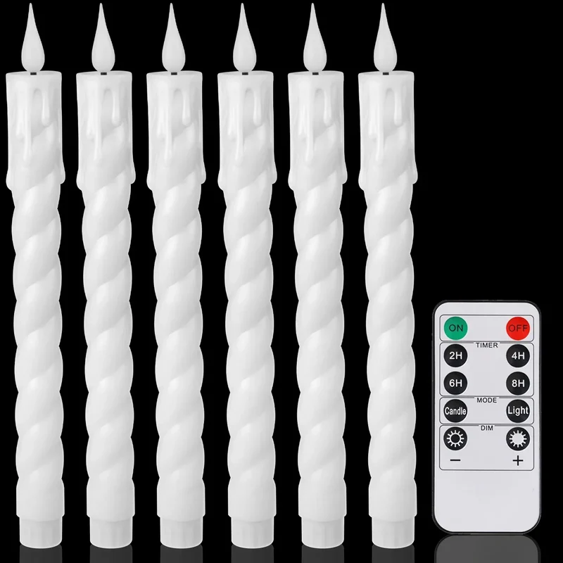 Pack of 6 Remote Control LED Decorative Candle Light Battery Operated Flameless Electronic Home Party Wedding Candle With Timer