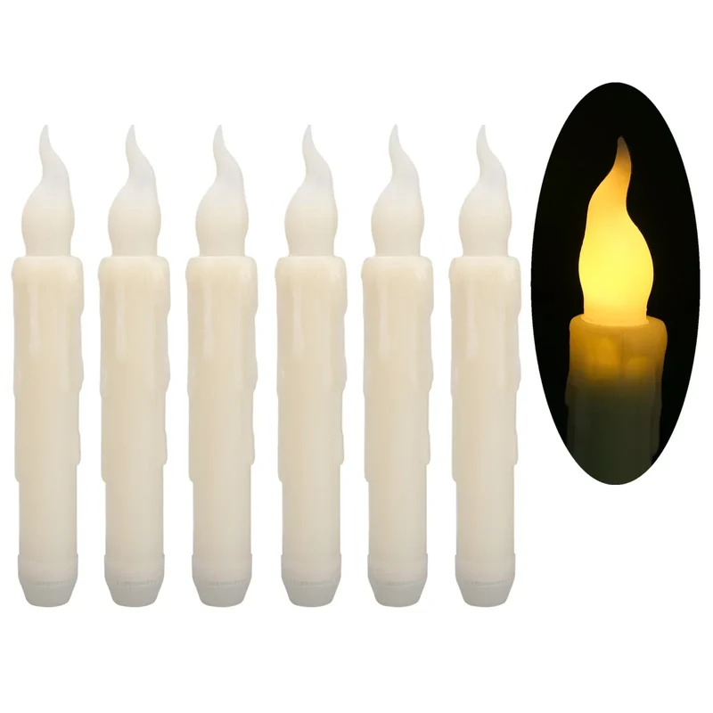 Pack of 6 Remote Control LED Decorative Candle Light Battery Operated Flameless Electronic Home Party Wedding Candle With Timer