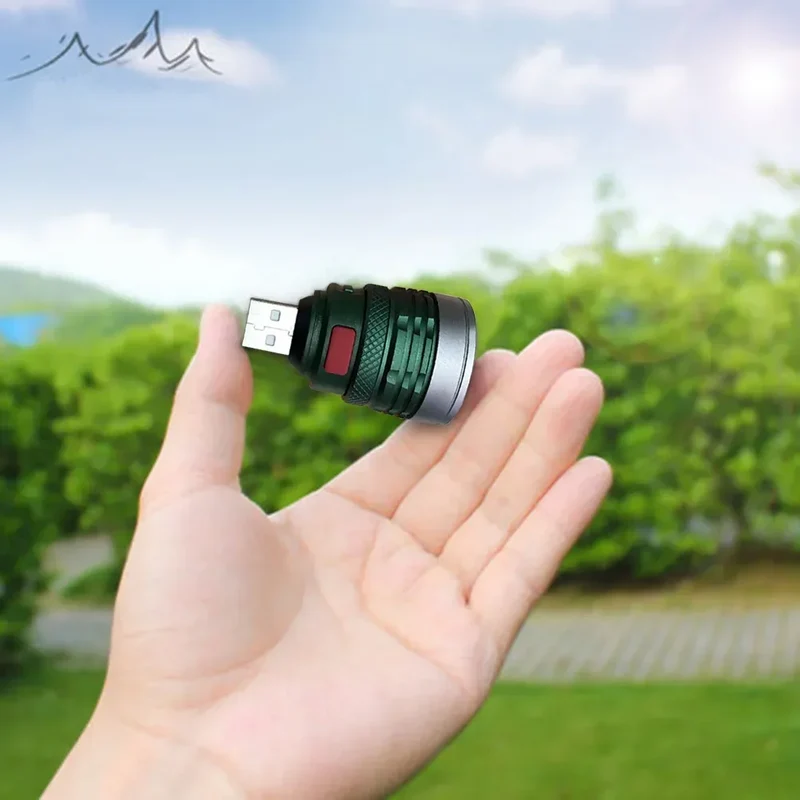 USB Flashlight Mini Torch Aluminum Alloy Strong Light LED Lights Illumination Camping Lamp Lantern Fishing Hiking Fill Lights