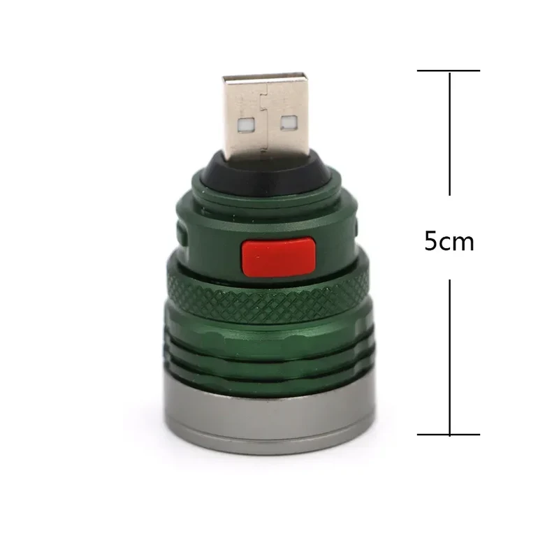 USB Flashlight Mini Torch Aluminum Alloy Strong Light LED Lights Illumination Camping Lamp Lantern Fishing Hiking Fill Lights