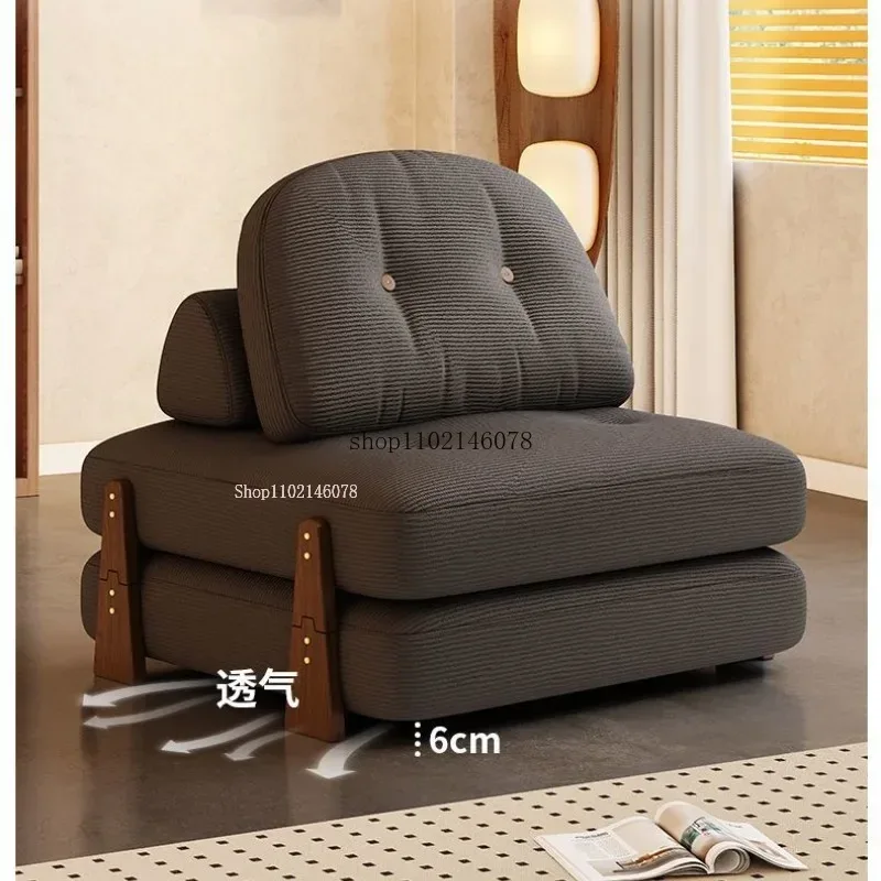 Nordic Home Lazy Sofa Small Apartment Fabric Sofas Living Room Tofu Block Module Combination Sofa Bed Dual-purpose Cream Tatami