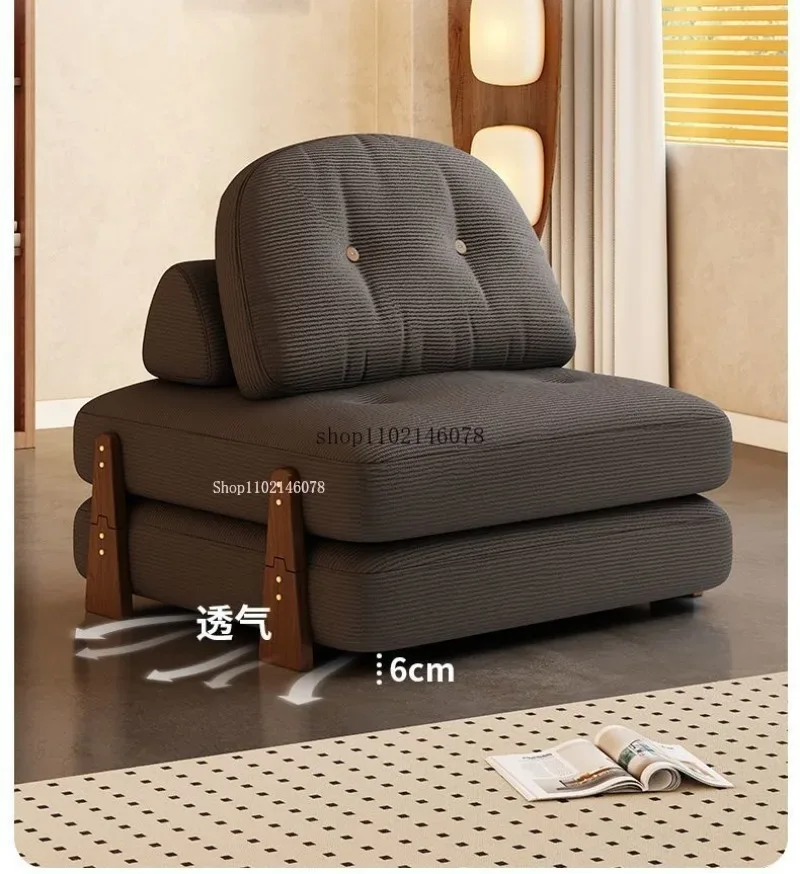 Nordic Home Lazy Sofa Small Apartment Fabric Sofas Living Room Tofu Block Module Combination Sofa Bed Dual-purpose Cream Tatami