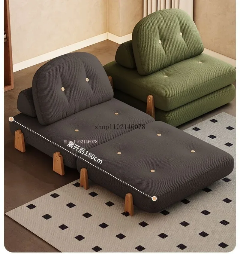 Nordic Home Lazy Sofa Small Apartment Fabric Sofas Living Room Tofu Block Module Combination Sofa Bed Dual-purpose Cream Tatami