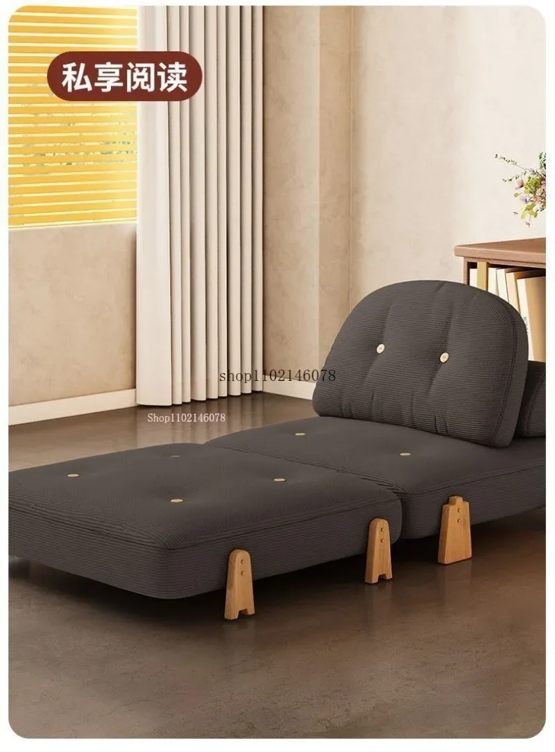 Nordic Home Lazy Sofa Small Apartment Fabric Sofas Living Room Tofu Block Module Combination Sofa Bed Dual-purpose Cream Tatami