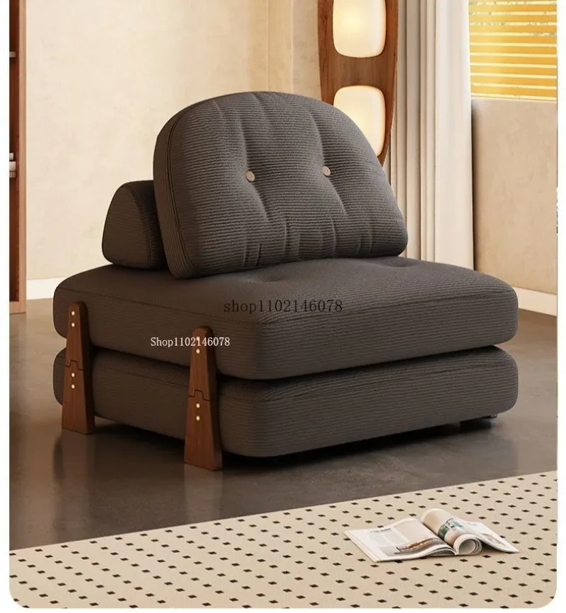 Nordic Home Lazy Sofa Small Apartment Fabric Sofas Living Room Tofu Block Module Combination Sofa Bed Dual-purpose Cream Tatami