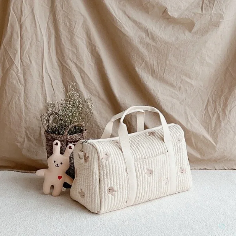 Embroidered Travel Bag Large Capacity Lightweight Foldable Duffle Weekender Tote Handheld Shoulder Crossbody Boston Carry-On Bag