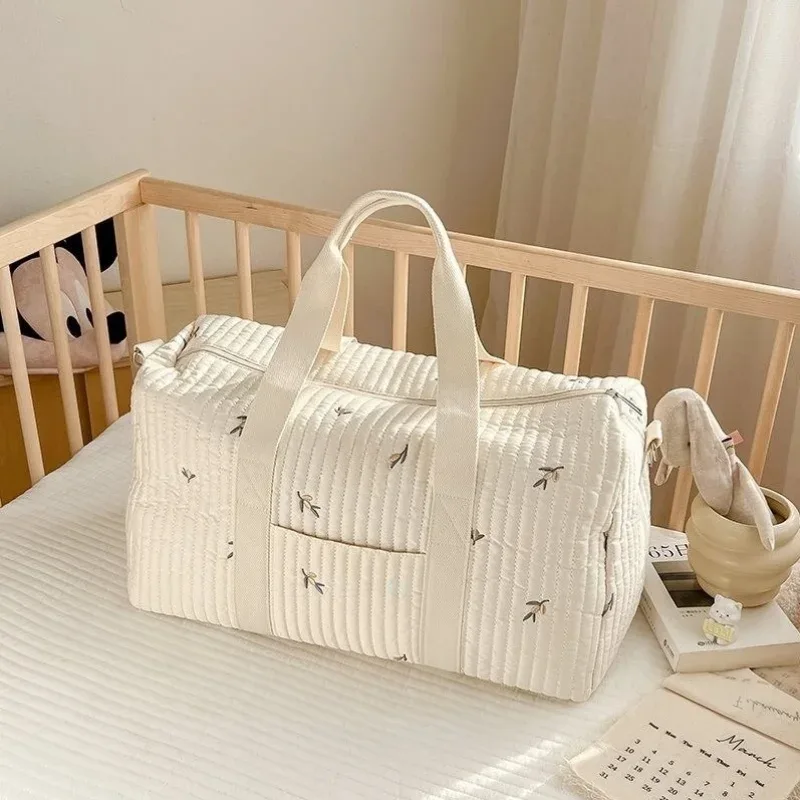 Embroidered Travel Bag Large Capacity Lightweight Foldable Duffle Weekender Tote Handheld Shoulder Crossbody Boston Carry-On Bag