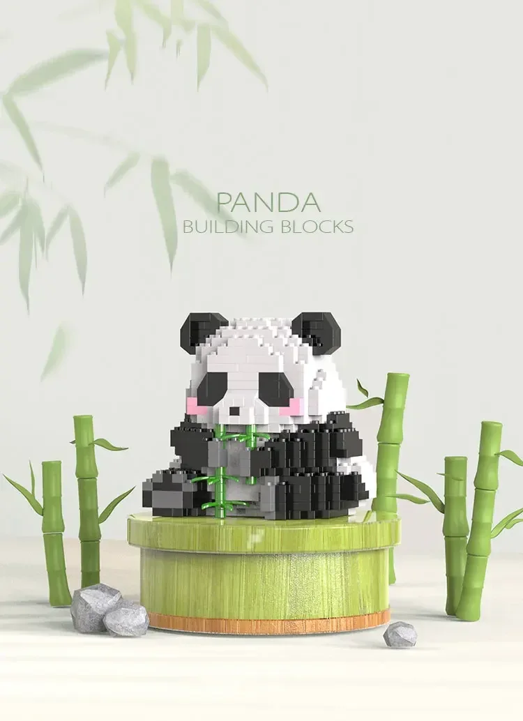 Creative DIY Assemable Animal Cute MINI Chinese Style Animal Panda Building Block Educational Boy Toys For Children Model Bricks