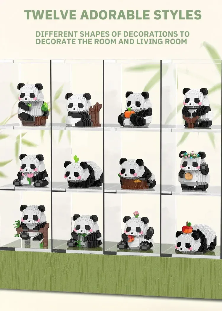 Creative DIY Assemable Animal Cute MINI Chinese Style Animal Panda Building Block Educational Boy Toys For Children Model Bricks