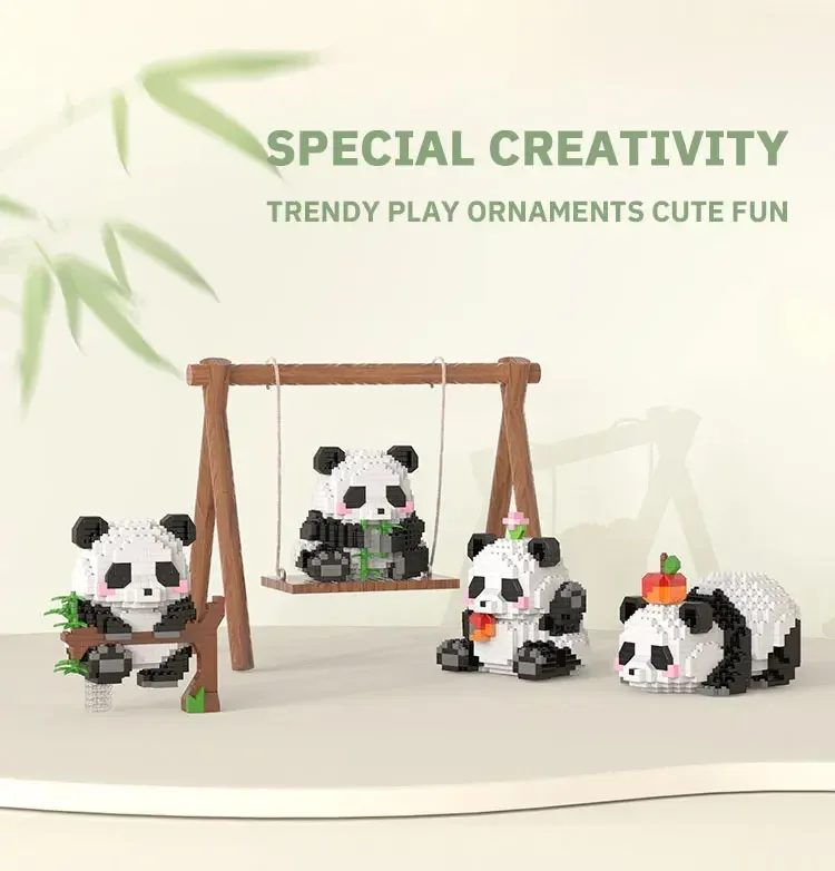 Creative DIY Assemable Animal Cute MINI Chinese Style Animal Panda Building Block Educational Boy Toys For Children Model Bricks