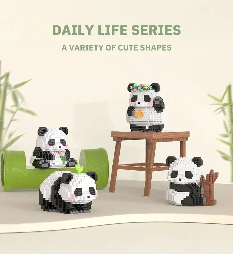 Creative DIY Assemable Animal Cute MINI Chinese Style Animal Panda Building Block Educational Boy Toys For Children Model Bricks