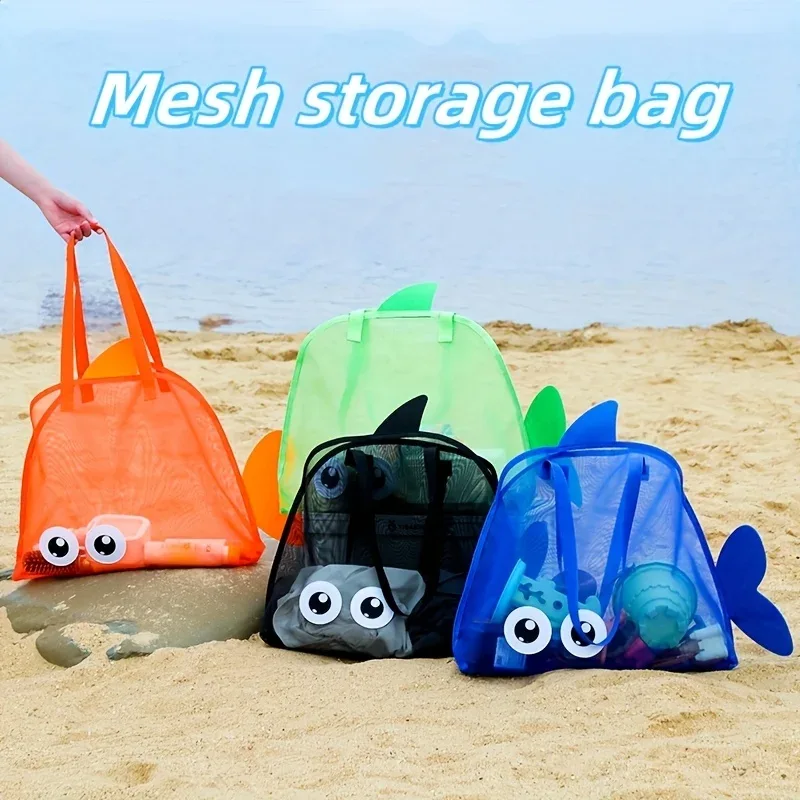 Mesh Beach Bag, Large Beach Tote Pocket for Family Pool Bag for Toys & Vacation Essentials, Beach Must Haves Toys Seashell Bags