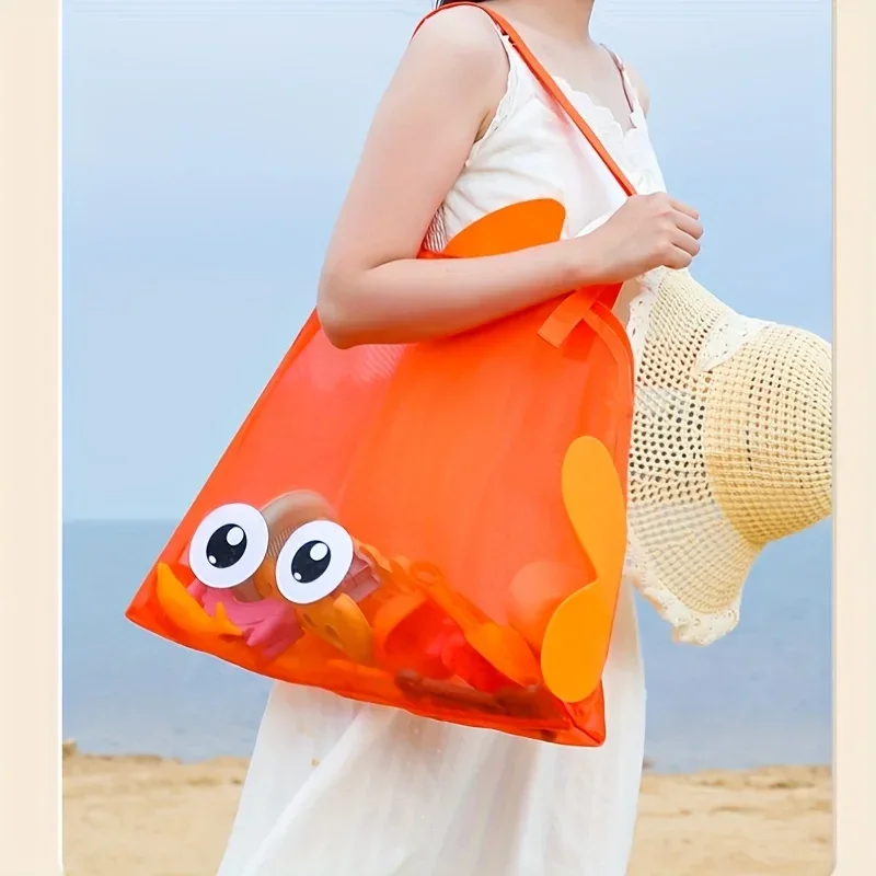 Mesh Beach Bag, Large Beach Tote Pocket for Family Pool Bag for Toys & Vacation Essentials, Beach Must Haves Toys Seashell Bags