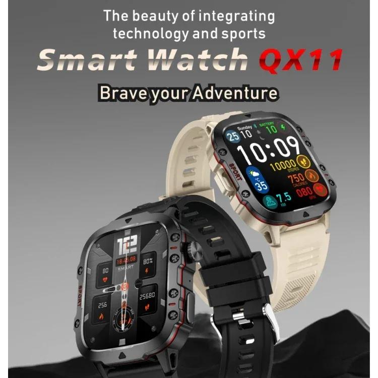 Outdoor Smart Watch for Men 1.96'' Rugged Smartwatch for IPhone and Android IP68 Waterproof Fitness Tracker Watch
