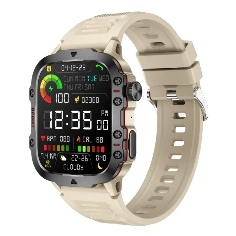 Outdoor Smart Watch for Men 1.96'' Rugged Smartwatch for IPhone and Android IP68 Waterproof Fitness Tracker Watch