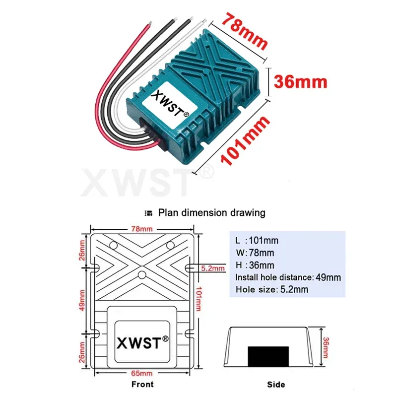 XWST DC DC 9-35V 12v 24v to 12.6v 13.8v 14.5v Constant Current 5A-25A CC Ternary Lithium Lithium Iron Phosphate Battery Charger