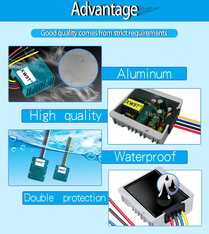 XWST DC DC 9-35V 12v 24v to 12.6v 13.8v 14.5v Constant Current 5A-25A CC Ternary Lithium Lithium Iron Phosphate Battery Charger