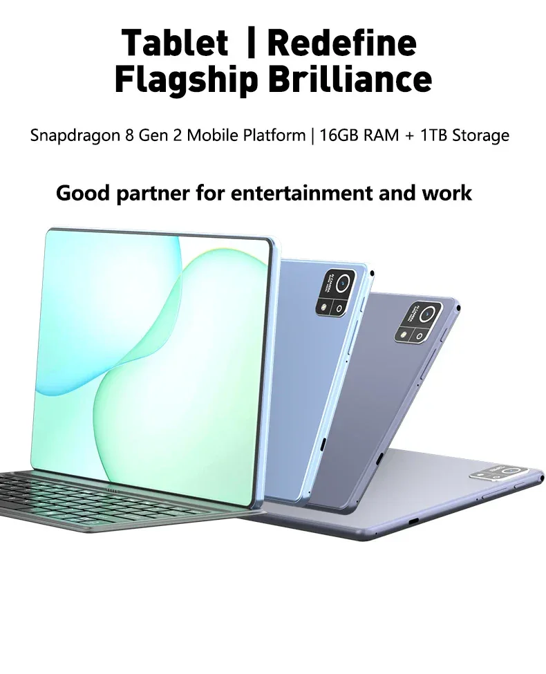 2026 NEW 10.1inch Latest Global Tablet Pad 16GB+1024GB Android 13 Soft Light Screen Ultra WiFi GPS WPS 5G PC