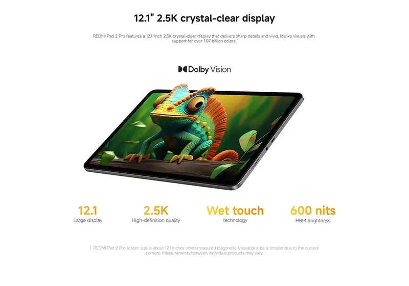 Global Version Xiaomi Redmi Pad 2 Pro Wifi 8 + 256GB 12.1 Inch 2.5K Crystal-clear Certified Eye-care Display Quad Speakers Massive 12000mAh (type) Battery Tablet PC