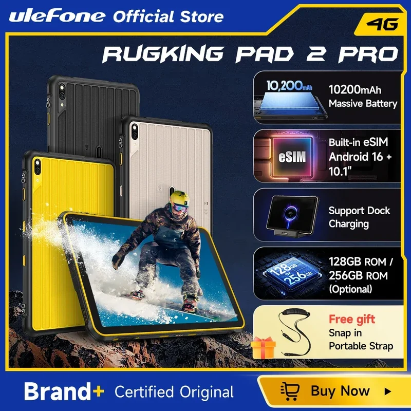 [Built-in eSIM] Ulefone RugKing Pad 2 Pro Rugged Tablet 10200mAh 10.1"Up to 16GB RAM,256GB ROM Android 16 48MP 10.1" 4G Global
