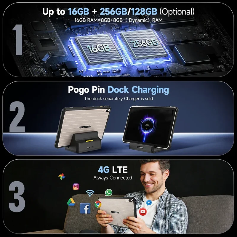 [Built-in eSIM] Ulefone RugKing Pad 2 Pro Rugged Tablet 10200mAh 10.1"Up to 16GB RAM,256GB ROM Android 16 48MP 10.1" 4G Global