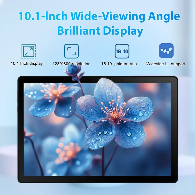 10.1 Inch Android 14 Tablet 12GB RAM 64GB ROM Face Unlock IPS HD Screen with Protective Case Stylus Keyboard Mouse Headphones