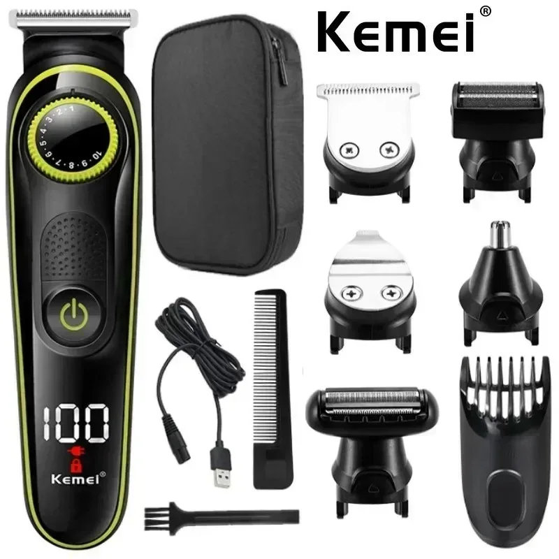 Hair Clipper Kemei KM-696 Multifunctional Trimmer for Men Electric Shaver for Men's Razor Nose 5 in 1 Professional Trimmer