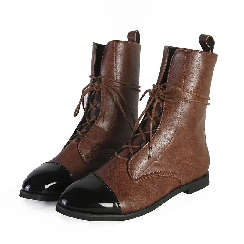 Boots Women's 2023 New Autumn Shoes Single Boots British Style Mid Barrel Slim Boots Children's Black Motorcycle Boots