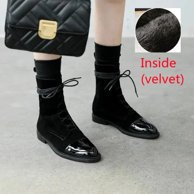 Boots Women's 2023 New Autumn Shoes Single Boots British Style Mid Barrel Slim Boots Children's Black Motorcycle Boots