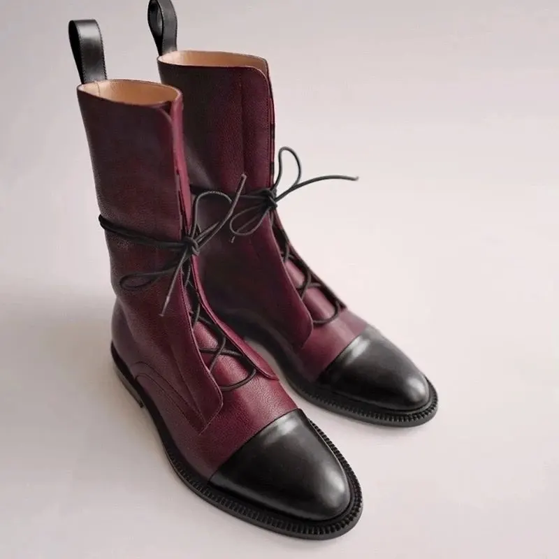 Boots Women's 2023 New Autumn Shoes Single Boots British Style Mid Barrel Slim Boots Children's Black Motorcycle Boots